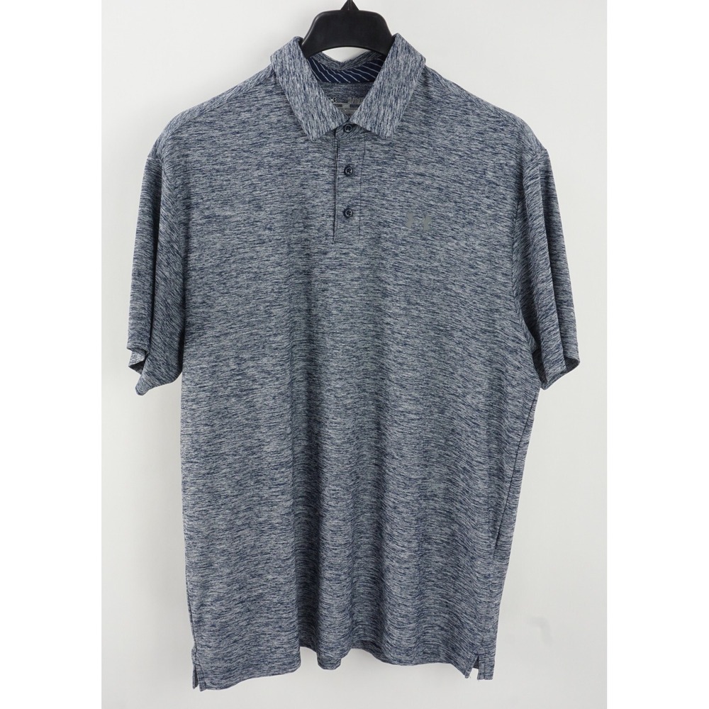 Under Armour Play Off Polo Men's XL Loose Short Sleeve Blue Space Dye Heather